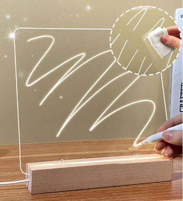 kaufen DIY Acryl Note Löschbares LED-Licht Anzeige Stand mit Schreibrohr Warme weiße Nachtlampe online manufacture