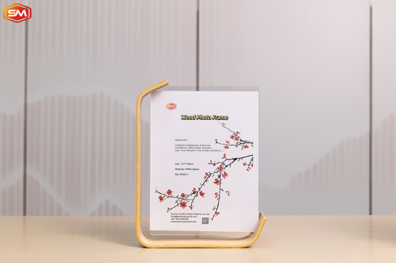 kaufen Doppelseitig klar 6 Zoll 7 Zoll 8 Zoll L-Form Acryl Foto Bildrahmen mit Holzbasis OEM online manufacture