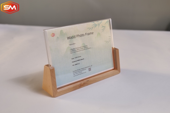 Neuer Stil Klares Acryl Schild Halter Fotoraum OEM Mit Holz Basis Stand Diaplay