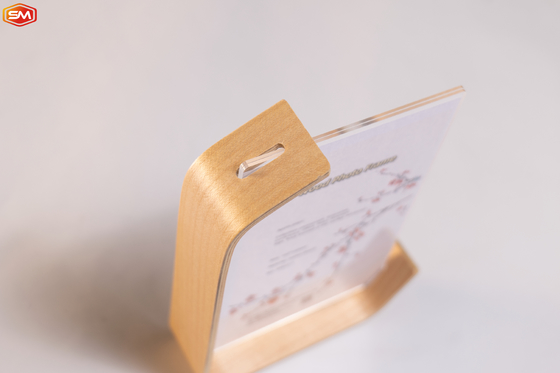 Custom L-Form 7 Zoll Acryl-Fotografie-Rahmen mit Holzbasis Acryl-Rahmen-Stand