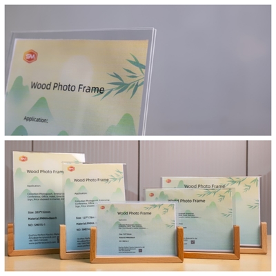 Rustikales 100% klares 7 Zoll digitales Acryl-Fotoraum mit Holzstütze