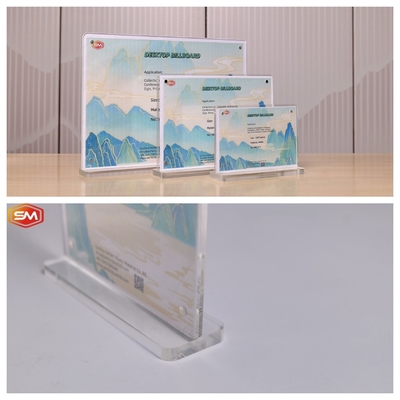 Magnetische 10x20cm T-Form Akrylschildhalter in Tischpapier-Display-Rack