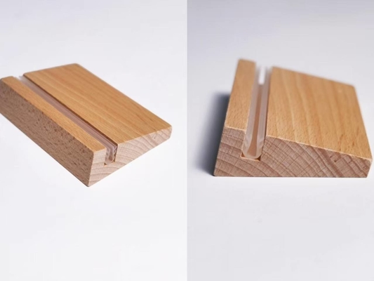 Bevel Holzbasis Akryl Plakathalter Akryl Dokumenthalter Akryl Beschilderung Halter